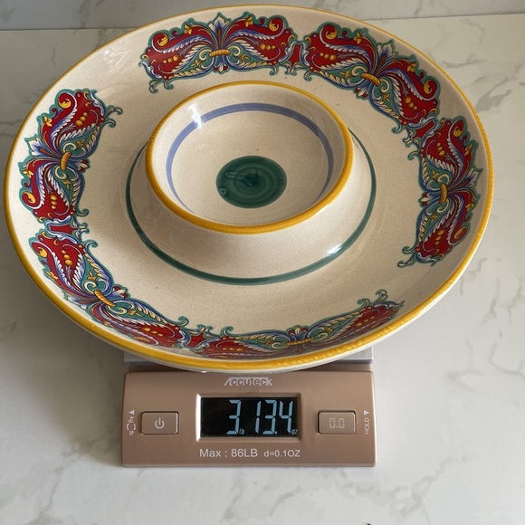 Vintage Deruta Italian Serving Bowl Ceramic Chip & Dip Set Round Home Kitchen - Picture 6 of 6